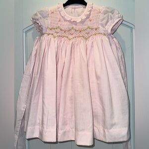 Luli & Me Pink Smocked Dress with bow - 9M